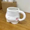 Mugs Kawaii Ceramic Mug Cute Coffee Cup Creative Pinch Belly Funny Porcelain Drinking Breakfast Milk Water Gift For Girl 230815
