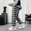 Pantalon masculin Plaid léger Plaid Men Hip Hop surdimensionné surdimensionné coréen Harem Pantalon de survêtement Harajuku Fashion Streetwear Jogger 230814