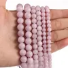 Beads Spodumene Kunzite Natural Stone Light Purple Matte Jades Round For Jewelry Making DIY Bracelets Necklace