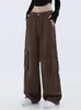 Calça feminina Y2K Brown macacão jeans Fashion 2023 Style Troushers Caustra High Casual Streetwear Casual BF