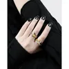 Cluster Rings Korean Niche Cold Color Separation Electroplating Cross Hollowed Out Texture Design Sense S925 Sterling Silver Ring For Women