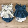 Giyim Setleri Yeni Yaz Çiçek Yuvarlak Boyun Üstleri Şort Kız Giren Pamuk Sevimli 2 PCS Yeni doğan kız bebek giysileri Set Bebek Giysileri