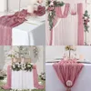 Table Runner 5-20pcs GASE TABLE RUNNER Rustic Boho Table Runner Cheesecloth Table Cover For Wedding/Party/Bankets Arches Table Decor 230814