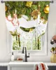 Curtain Christmas Pine Needles Lights Curtains for Living Room Bedroom Modern Tie Up Window Curtain Kitchen Short Curtain