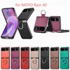 Metall diamanter ring anti slip remsa tillbaka skalet för Motorola Razr 40 Ultra Lychee Mönster Design Fashionable Folding Phone Case