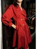 Women's Trench Coats Spring And Summer Elegant Thin Rose Red Sister French Temperament Wrapped Windbreaker Coat Short Dress Girl