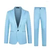 Men's Suits Men Slim Fit Pants Set Stylish Business Suit Lapel With Pockets For Spring Autumn Office Solid Color