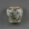 Garrafas de armazenamento Qing Tongzhi Famille Rose Flor e Bird General Pot Tea para decoração de casa