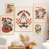 Tela dipinto di fiori arcobaleno vintage Halloween autunno gravi poster fantasma e stampe immagini da parete da parete per bambini camera da letto per bambini decorazioni del soggiorno wo6