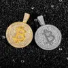 Pendanthalsband bitcoin Iced Out Pendant Full Match Bling 4mm Tennis Chain Halsband Choker Hip Hop Trendy Jewelry for Men and Women 230815