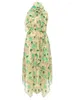 Casual Dresses Summer Floral Printed Backless Long Dress Women Green Halter Lace-up Irregular Ruffles Slim Tie Flower Club Party Evening