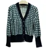 Women Swatters Spring N.Peal Blue Plaid Silk Cashmere V-Neck Cardigan