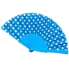 Decoratieve beeldjes 9 kleuren elegante plastic handventilatoren Chinese polka dots vouwfan voor dance party pocket cadeaus