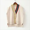 Women s Vests 2023 Female Fashion Loose Vest V neck Button Sweater Open Stitch Casual Striped Cardigan 230815