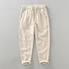 Pantaloni da uomo lunghezza della caviglia harem casual harem uomini abbigliamento pieghettate vintage brouser kaki marrone traspirato per uomo 2023 estate