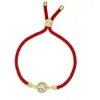 Charm Armbänder weiße Zirkonia Runde Magic Star Charms Armband für verstellbare verdrehte Kabel rotes Schnur schwarzer Seil Gold-plattierter Schmuck