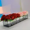 Vaser akryl klar rektangulär vas med lock bröllop middag bord blommor arrangemang hydroponic skrivbord hem konst glas dekoration diy