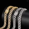Chains 12mm Hip Hop Mens Double-Row Prong Iced Out Cuban Link Chain Cubic Zirconia Necklace Eccessories For Women
