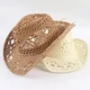 Berets Cowboy Hat Women Men Summer Sun Caps Fashion Hollowed Handmade 2023 Travel Beach Straw Hats Unisex Solid Western Sunshade Cap