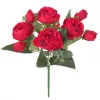 Partihandel Artificial Flower Silk Plastic Roses Bouquet med gynnsamt pris 9 Blommhuvuden Rose Silk Flowerzz