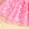 女の子のドレスキッズドレスガールサマードレスショートパフスリーブバタフライ装飾ダンスパフォーマンスメッシュプリンセスドレス服