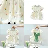 Girl'S Dresses Girl 2023 Summer Children Toddler Girls Clothes Sweet Floral Bow Short Sleeve Puffy Princess Dress Cute Lovely Clothi Dhfmh