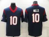 Team 10 Davis Mills Men Football Jersey Navy Blue Red Embroidery and Stitched Turn Back the Clock Vapor Color Rush for Sport Fans Breatble Cotton Good/High/High