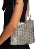 Sacchetti da sera Fashion Silver Metal Wipple Designer Chains Metallic Borse Crossbody Party Luxury Piccole borse 2023 230814