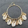 Bengelen oorbellen dhqh mode goud kleur metalen shell earring voor vrouwen cirkel statement overdreven Tassel Brincos 2023 strandjuwelen