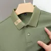 Polos masculinos designer de algodão polo shirt2023autumn lapela manga longa bordado impressão inferior camisa coreana roupas de tendência