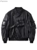 God of Death Bomber Jacket Chest Pocket Techwear Men Punk Hip Hop Tactical Streetwear Black Varsity Jackets Oversized MA1 Coats HKD230815