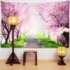 Taquestres Vista noturna Flor e pintura de pássaro Pintura de tapeçaria parede pendurada em pêssego Blossom Aesthetics Room Decoração R230815