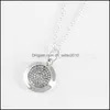 قلادة قلادة 925 Sterling Silver Signature Necklace المربع الأصلي لـ Pandora CZ Diamond Disc Rail