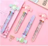 Bollpoint Pennor 10st/Lot Cute Stationery 10 Color Sequins Butterfly Rabbit Cat Ballpoint Pen School Office Multicolored Pennor Colorful Refill 230815