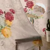 Cortina de cortina colorida de chiffon de flores para a decoração do quarto da sala de cozinha Janela de cozinha Tulle cortina R230815