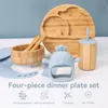 Cups Dishes Utensils 7Pcs Set Children s Tableware Baby Bowl Plate Fork Spoon Cup Suction Feeding Food Bamboo With Silicone 230814