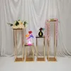 Rechteck Hochzeit Tisch Metall Tall Gold Farbe Metall Gehweg Gang Steckblume Blumen Vase Ständer Requisiten Neu für Bühnendekorative Ozean Expre Mora