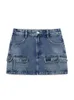 Saias Mulheres 2023 Moda Chic Summer Summer Vintage Sexy Blue Short Pocket Decorate Worker Instalar Jean Mini Skirt feminino