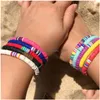 Perline fatte a mano arcobaleno per perline colorf polimero argilla disco di argilla Braccialetti boho surf geli e stirpe golf per donne d dhrxg