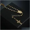 Colares pendentes Novo moda chic sier cross rosary virgem maria religiosa homens homens colar de colar de entrega de jóias pingente de jóias dhlca