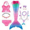 Speciale gelegenheden Fantasie Kinderen Mermaid Tails Zwemfeest Cosplay Kostuums Halloween Little Girls Swimsuit Bikini Set Bathing Suit 230814