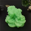 Decorative Figurines Glowing FengShui Buddha Statue Chinese Coin Three Legged Toad Frog Animal Sculpture Luminous Man-made Jade Stone Home