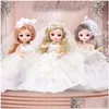 Dolls 19Cm Bjd Doll 13 Movable Joints Brown 3D Big Eyes Fashion School Uniform And Wedding Dress Birthday Gift For Kids 220315 Drop Dh7Iu