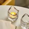 Ljushållare estetik krökta cylindriska hållare bordsdekoration tillbehör transparent glas kopp modern sovrum