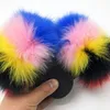 Slipper Child Fur Slippers Girls Fluffy Sandals Kids Furry Sliders Raccoon Flip Flops Children Beach Slides Home 230815