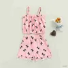 Set di abbigliamento Set di vestiti per neonate per bambini 1-6Y Gilet senza maniche con cinturino stampato a forma di farfalla + pantaloncini Abbigliamento estivo