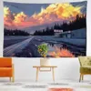 Tapestries Sunset Painting Tapestry Wall Hanging Modern Minimalist Style Art Bedroom Decor Background