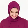 エスニック服エトセル女性イスラム教徒ヒジャーブスカーフヘッドヒジャーブラップパープルフルカバーアップショールズヘッドバンド