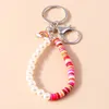 Keychains Coloful Beaded Armband Keychain Women Girl Key Rings Holder Wristlet Chains Gift For Handbag Pendants Diy Jewelry