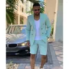 Men's Suits Summer For Men Shorts Jacket Two Piece Double Breasted Peaked Lapel Leisure Beach Slim Fit Outfits Costume Homme Coat 2023